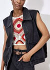 Sleeveless Denim Jacket, Black, large