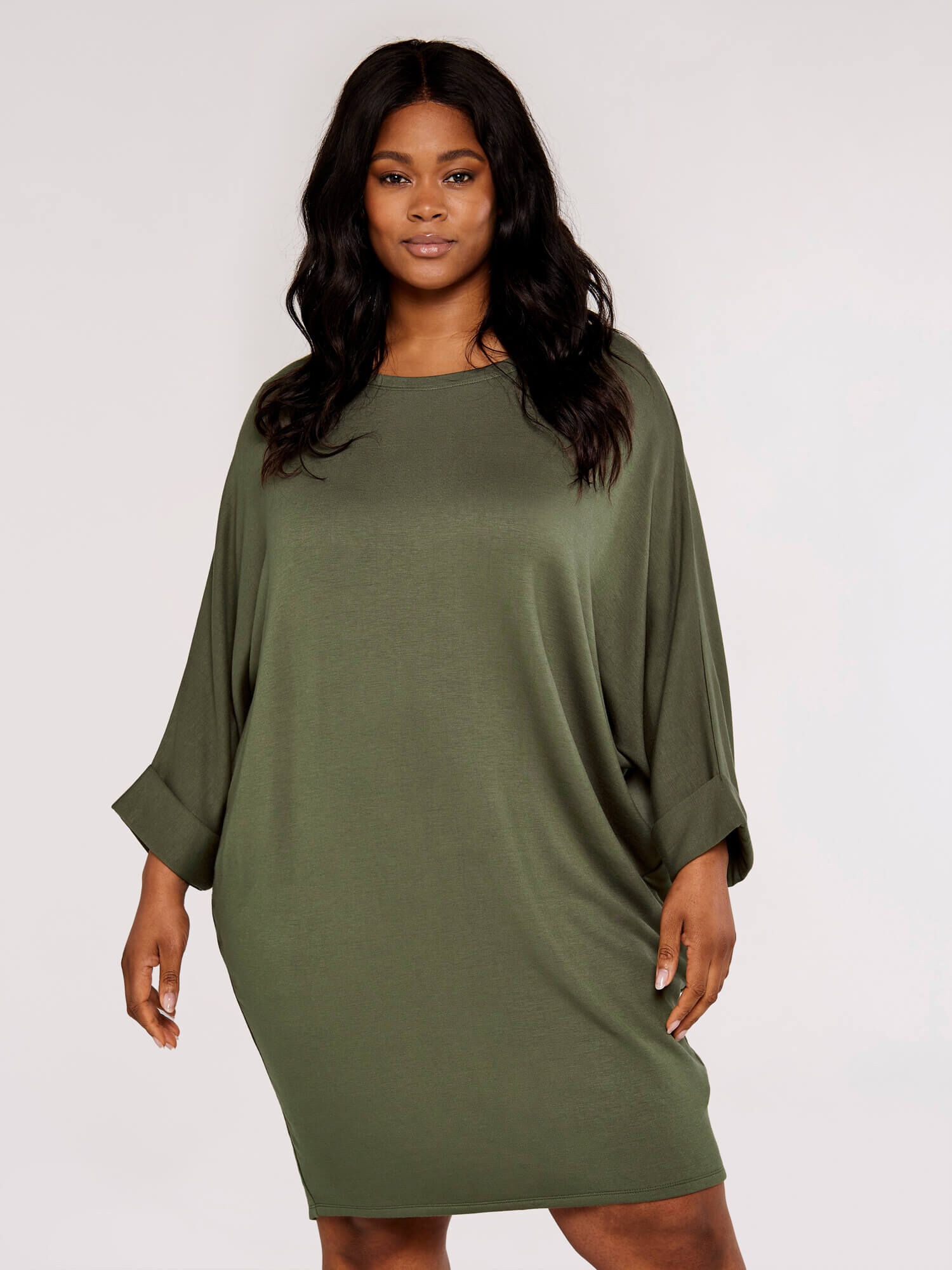 Curve Cocoon Mini Dress Apricot Clothing
