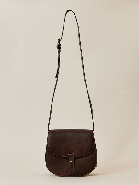 Brown Leather Large crossbody pocket