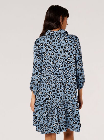 Leopard Print Swing Shirt Mini Dress
