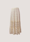 Floral Lace Tiered Midi Skirt, Cream, large