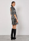 Sequin Check Bodycon Mini Dress, Black, large