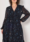 Curve Chiffon Constellation Midi Dress, Blue, large