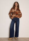 Soft Boucle Check Jacket, Brown, large