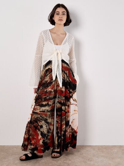 Tie-Dye Textured Palazzo Trousers