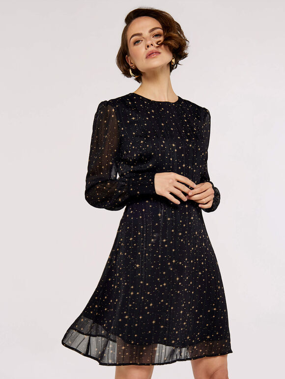 Mini Star Lurex Dress, Black, large
