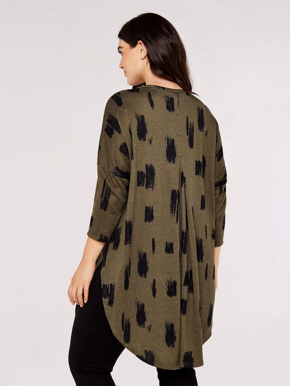 Curve Brushstroke hem Top, Khaki, large