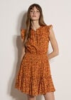 Ditsy Floral Ruffle Mini Dress, Mustard, large