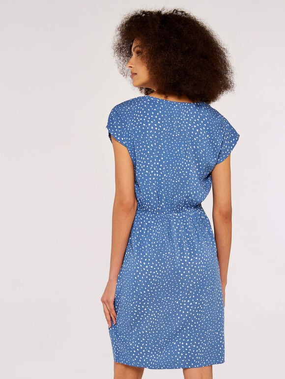Dot Zip Front  Dress, Blue, large