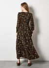 Ikat Chiffon Tiered Maxi Dress, Khaki, large