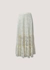 Cotton-Blend Lace Tiered Midi Skirt, Cream, large