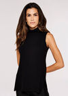 Roll Neck  Knit Top, Black, large