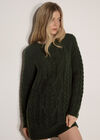 Cable Knit Jumper Mini Dress, Green, large