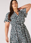 Curve Leopard Shirt Midi Dress, Cream, large