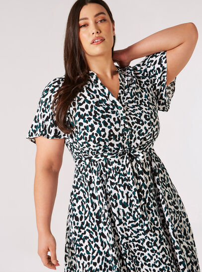 Curve Leopard Shirt Midi Dress