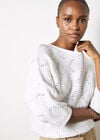 Textured Pointelle Batwing Jumper, White, large