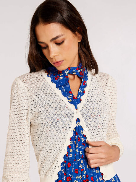 Knitted Scallop Crop Cardigan