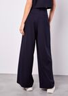 Pinstripe Wide Leg Tailored Trousers, Navy, large