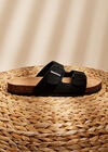 Flat Strappy Sandals, Black, large