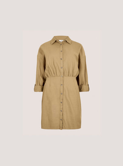 Fitted Twill Shirt Mini Dress