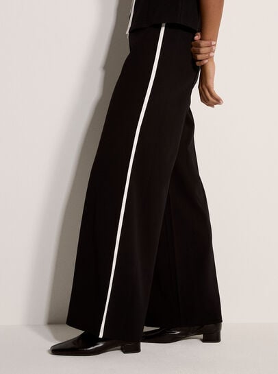 Jersey Crepe Stripe Wide-Leg Trousers