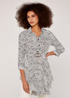 Printed Hanky Hem Dress, Cream, large