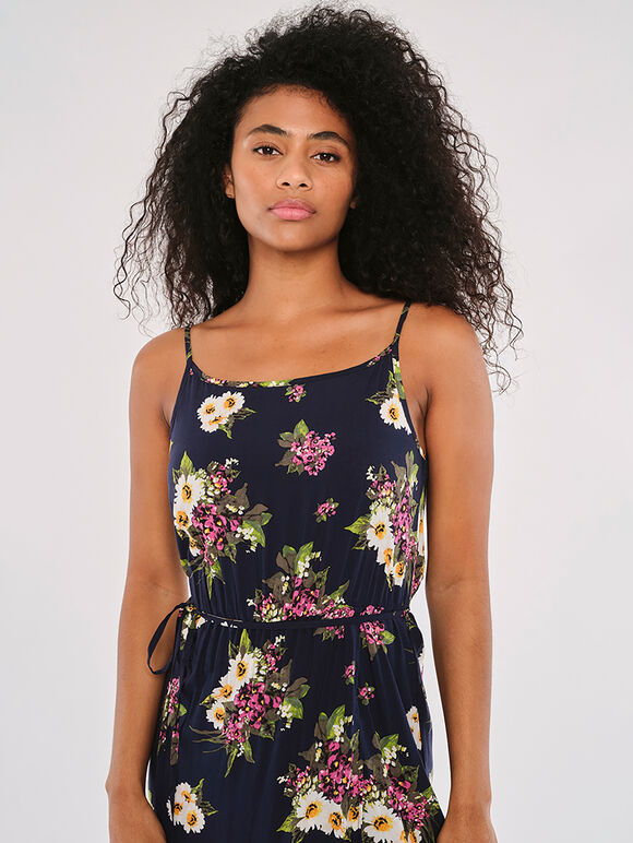 Daisy Bunches Cami Midi Dress, Navy, large