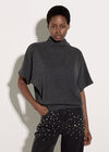 Button Back Soft Knit Top, Dark Grey/Charcoal, large