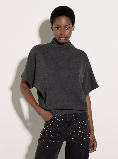 Button Back Soft Knit Top