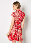 Tropical Leaf Shirt Mini Dress, Red, large