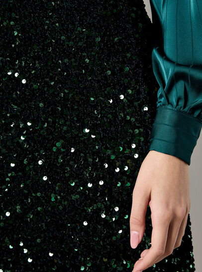 Velvet Sequin Bodycon Mini Skirt