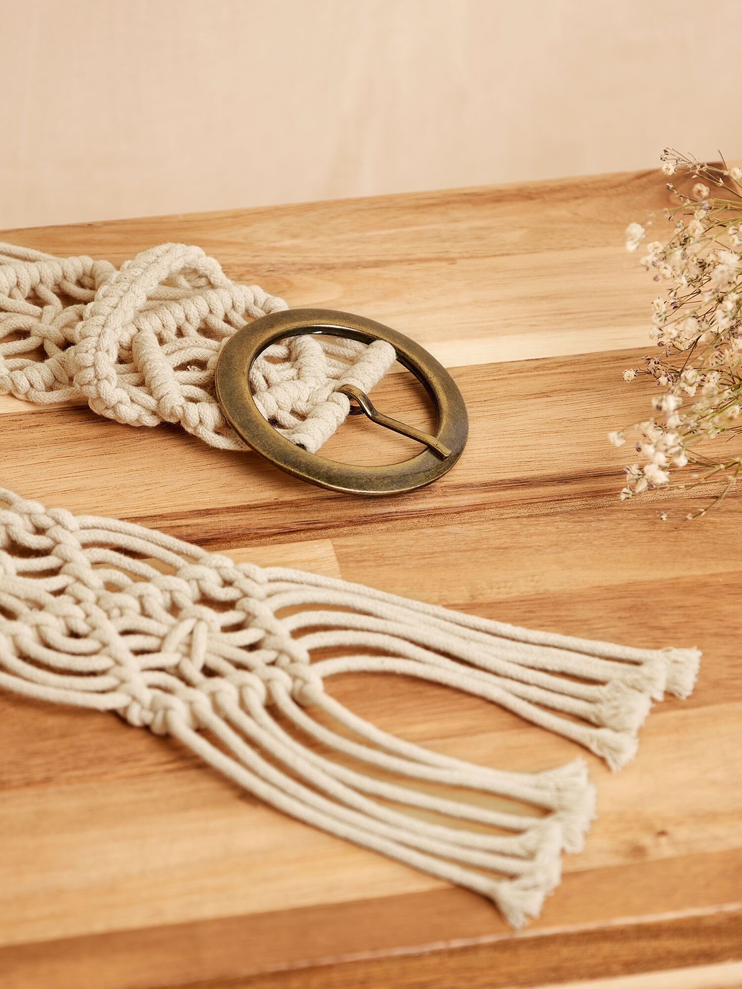 Ceinture A Boucle Ronde En Macrame Vetements Apricot