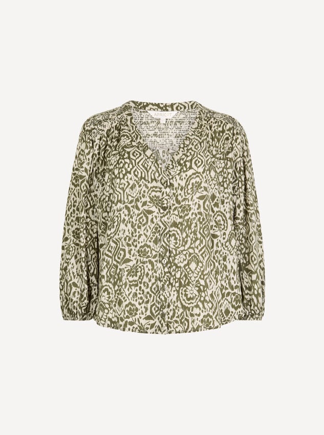 Ikat Shimmer Blouse, Khaki, large