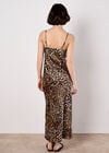 Leopard Print Textured Slip Midi Dress, Stone, large