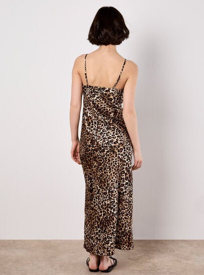 Leopard Print Textured Slip Midi Dress