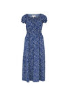 Brush Spot Milkmaid Midi Dress, Blue, large