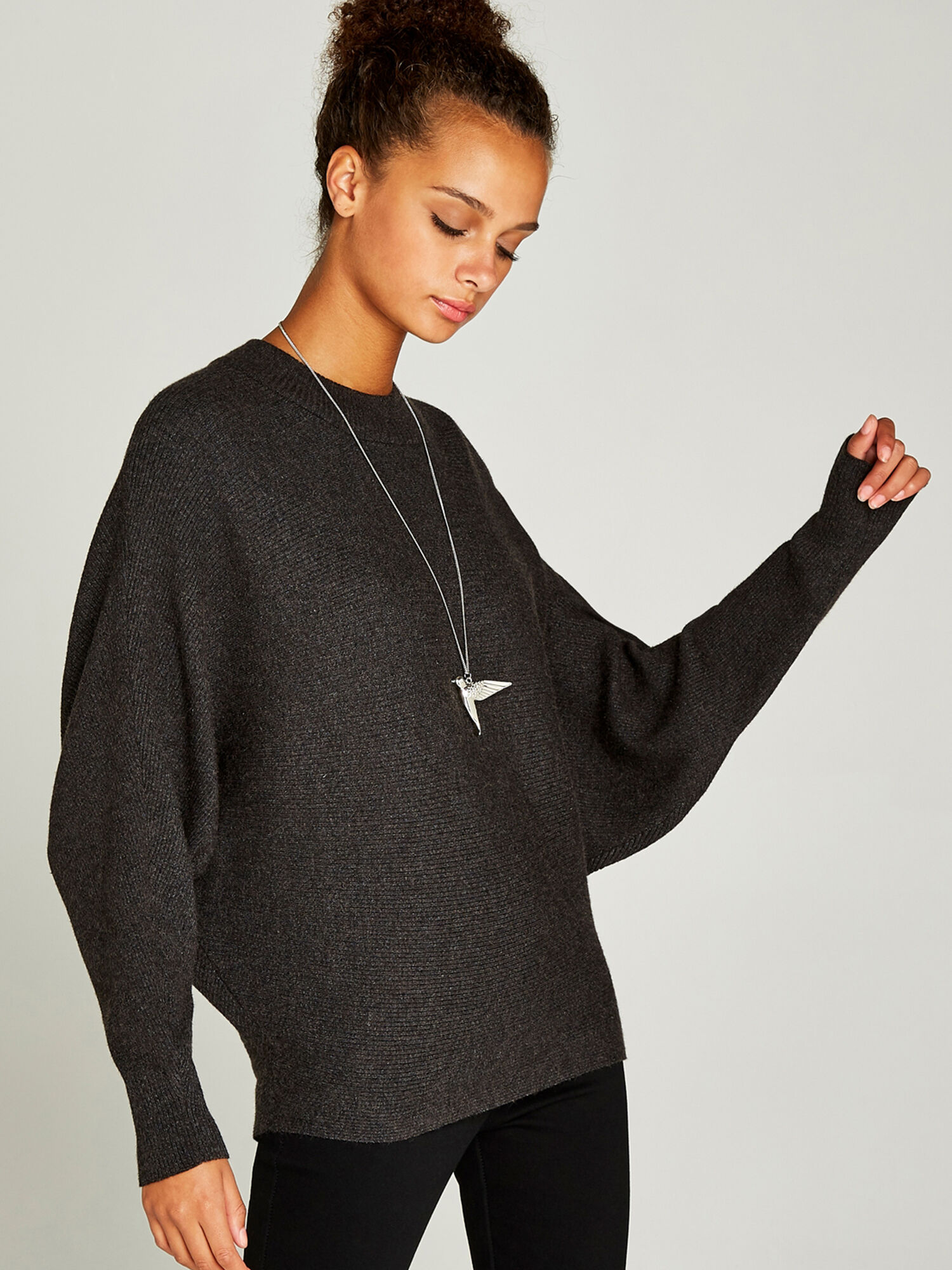 Ribbed Batwing Jumper Apricot Clothing