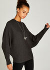 Ribbed Batwing Jumper, Dark Grey - Charcoal, large