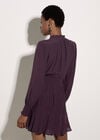 Ruffle Neck Mini Dress, Plum, large