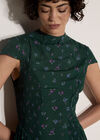 Floral Crepe Smocked Midi Dress, Green, large