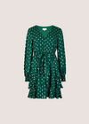 Gold Foil Spot Tiered Mini Dress, Green, large