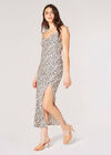 Leopard Print Camisole Slip Midi Dress, Stone, large