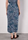 Batik Leaf Wrap Midi Skirt, Blue, large
