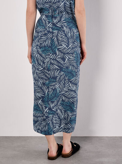 Batik Leaf Wrap Midi Skirt