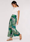 Tropical Leaves Wrap Trousers, Navy, large