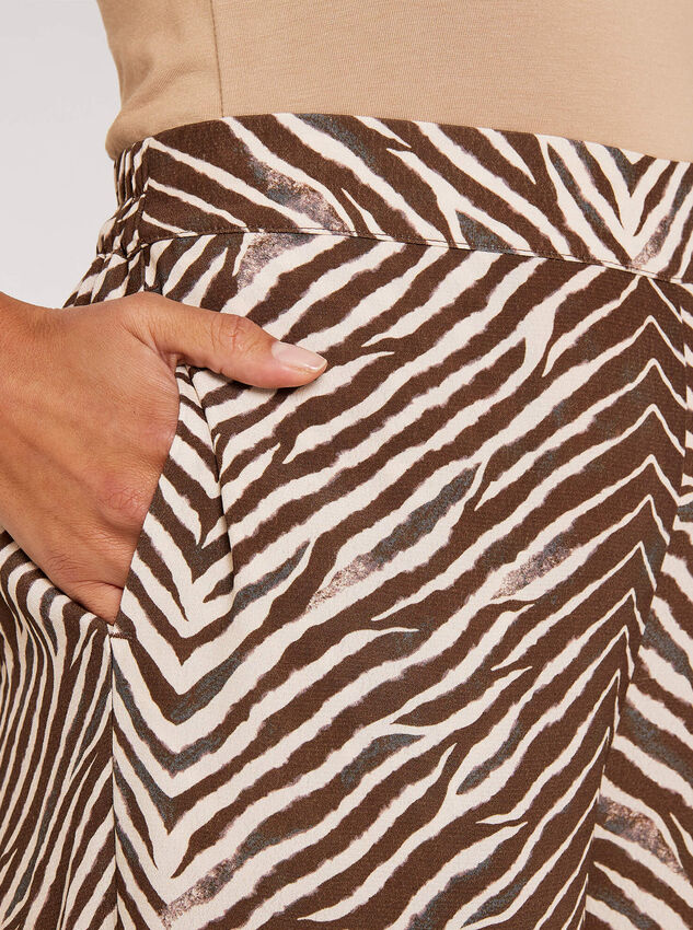 Zebra Palazzo Trousers, Brown, large