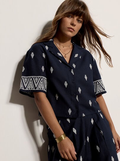Cotton-Blend Embroidered Shirt
