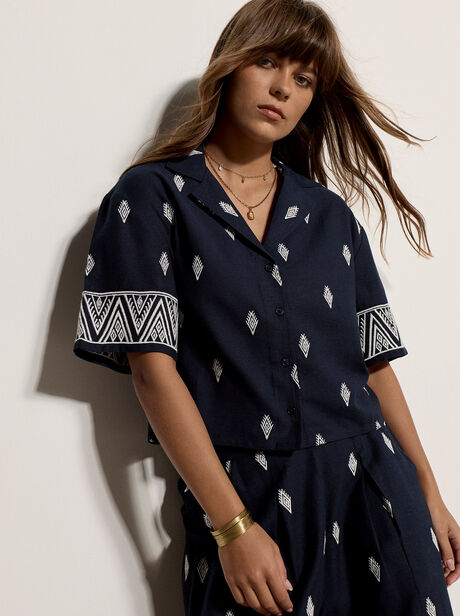 Cotton-Blend Embroidered Shirt