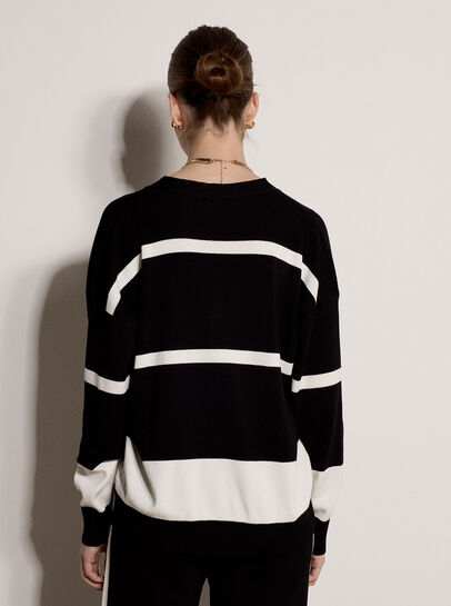 Monochrome Stripe Oversized Cardigan
