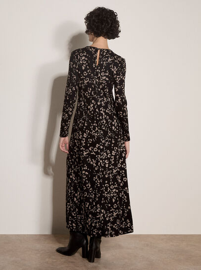 Jersey Knit Leopard Print Maxi Dress